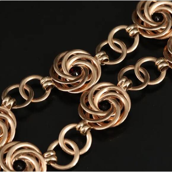 Vintage Tiffany & Co. 14K 14.00 CTW Rhodolite Garnet Art Deco Necklace Ca. 1960s - Picture 7 of 8